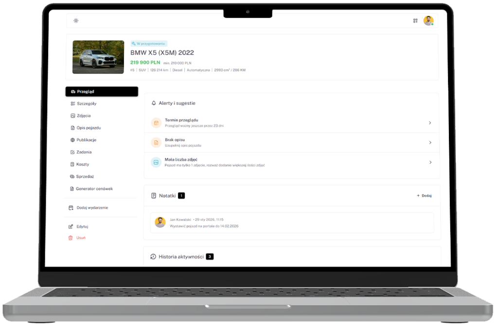 program do sprzedaży aut